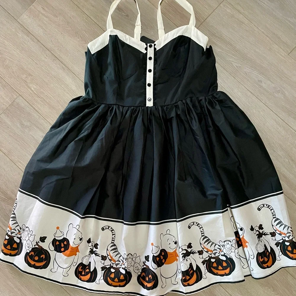 Disney Black and Cream Halloween Winnie the Pooh Print Dress - Picture 8 of 8